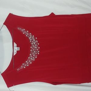 AA Studio AA red sleevelesss dress Sz 14 with embellished neckline